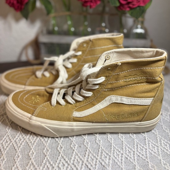 Vans Peace And Leaf Limited Edition Sneakers Unisex Womens 11, Men’s 9.5. Gold - Picture 10 of 12